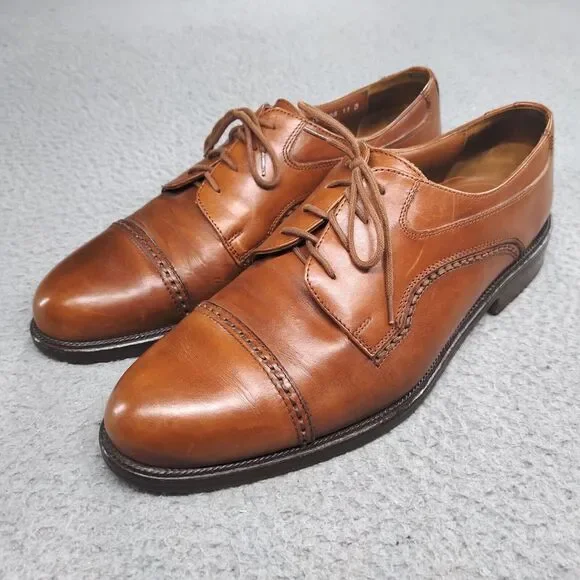 Cable & Co Executive Cap Toe Oxford Dress Shoes Brown Leather Lace Up Mens 11 D - Picture 1 of 16